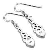 Synthetic Opal Heart Celtic Trinity Silver Earrings - e413